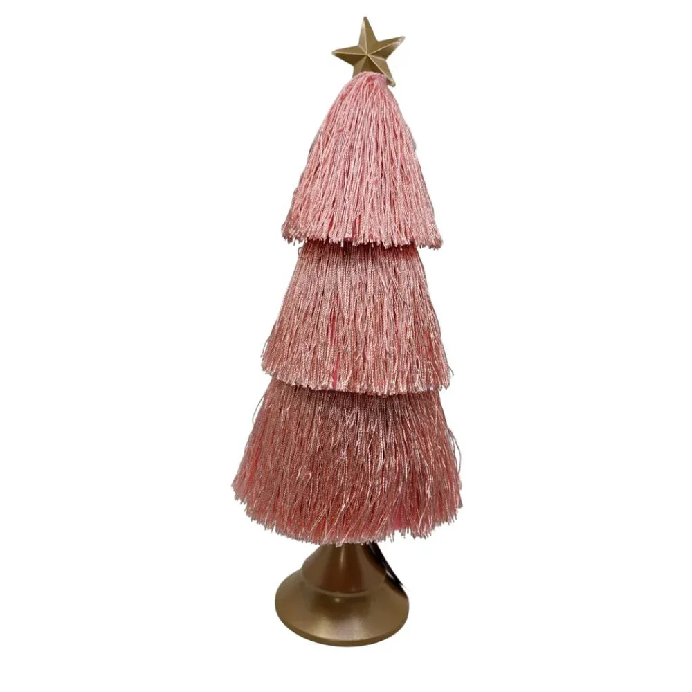 Ashland Tassel Tiered Tree Tabletop Decor w/ Matted Gold Star Tree Topper NEW